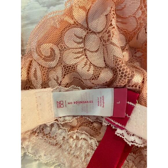 No Boundaries Lacy Bra Size Large Pink w/ Adjustable Straps Sexy Lingerie - Picture 7 of 8